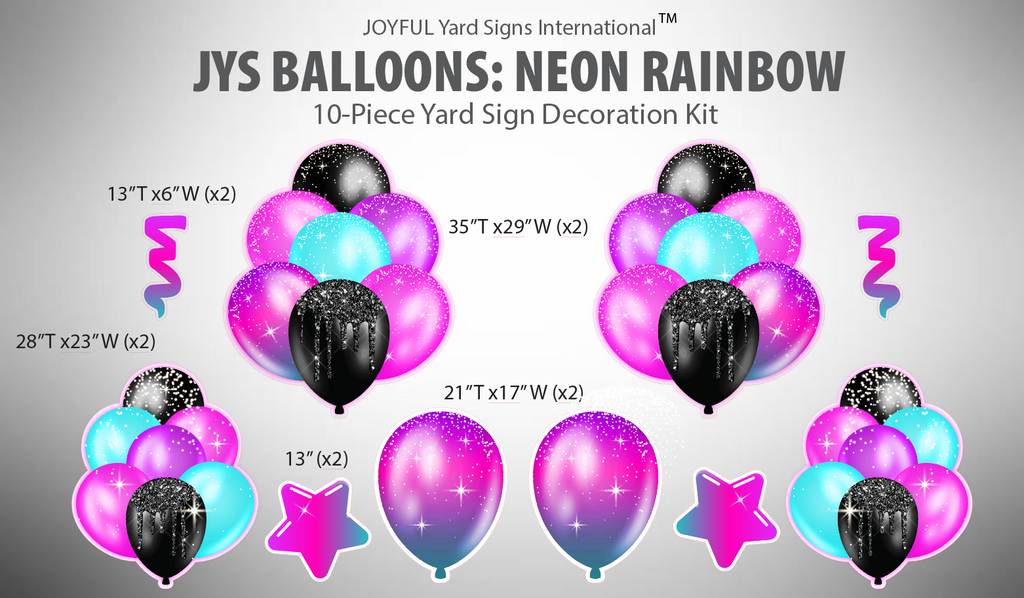 JYS BALLOONS: NEON - Yard Card Signs by JYS International