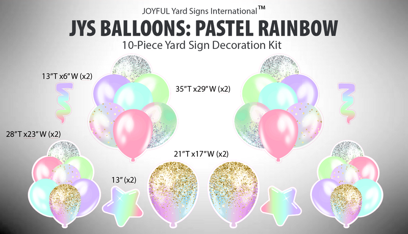 JYS BALLOONS: PASTEL RAINBOW - Yard Card Signs by JYS International