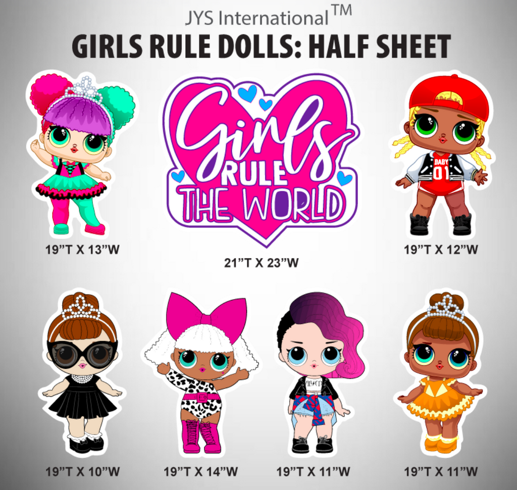 GIRLS RULE DOLLS: HALF SHEET - Yard Card Signs by JYS International