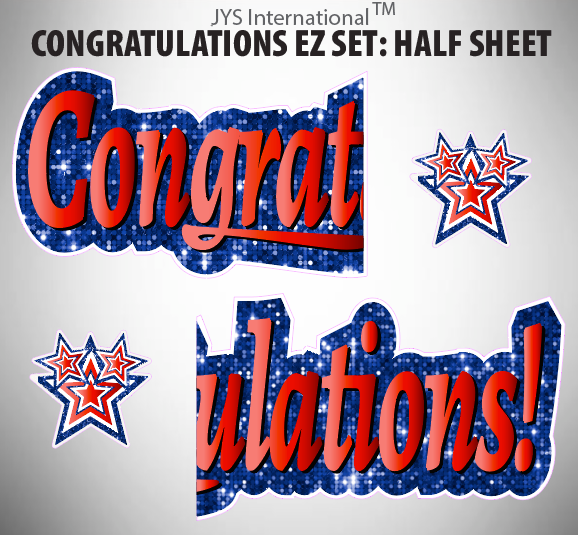 CONGRATULATIONS EZ SET: HALF SHEET (MULTIPLE COLORS) - Yard Card Signs by JYS International