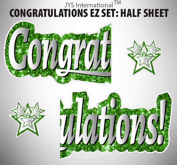 CONGRATULATIONS EZ SET: HALF SHEET (MULTIPLE COLORS) - Yard Card Signs by JYS International