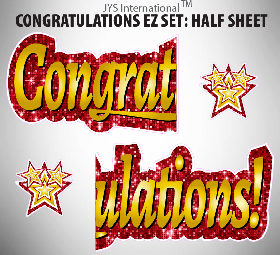 CONGRATULATIONS EZ SET: HALF SHEET (MULTIPLE COLORS) - Yard Card Signs by JYS International