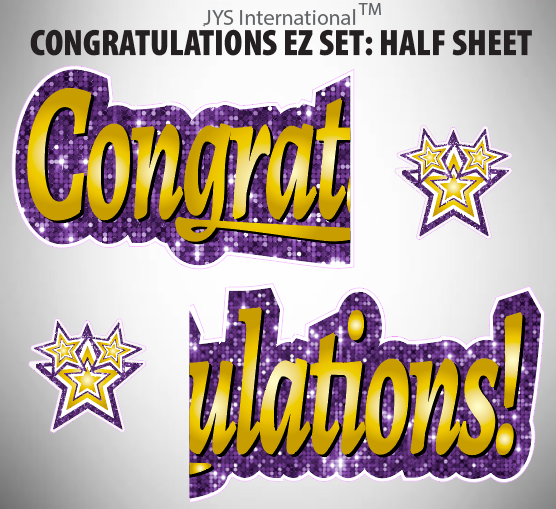 CONGRATULATIONS EZ SET: HALF SHEET (MULTIPLE COLORS) - Yard Card Signs by JYS International