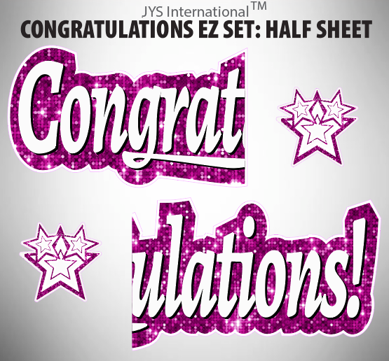 CONGRATULATIONS EZ SET: HALF SHEET (MULTIPLE COLORS) - Yard Card Signs by JYS International