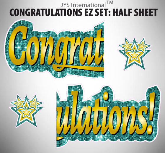 CONGRATULATIONS EZ SET: HALF SHEET (MULTIPLE COLORS) - Yard Card Signs by JYS International