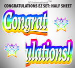 CONGRATULATIONS EZ SET: HALF SHEET (MULTIPLE COLORS) - Yard Card Signs by JYS International