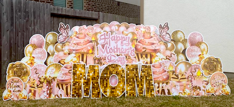 MOTHER'S DAY OVERLOAD: ROSE GOLD (EZ FOLD) - Yard Card Signs by JYS International