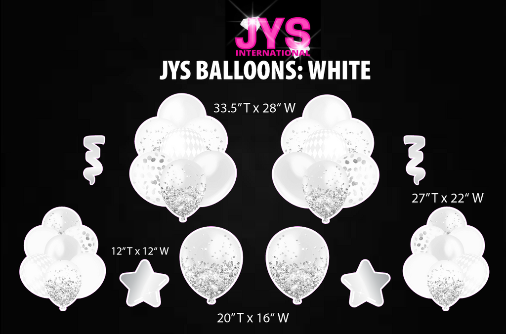 JYS BALLOONS: WHITE - Yard Card Signs by JYS International