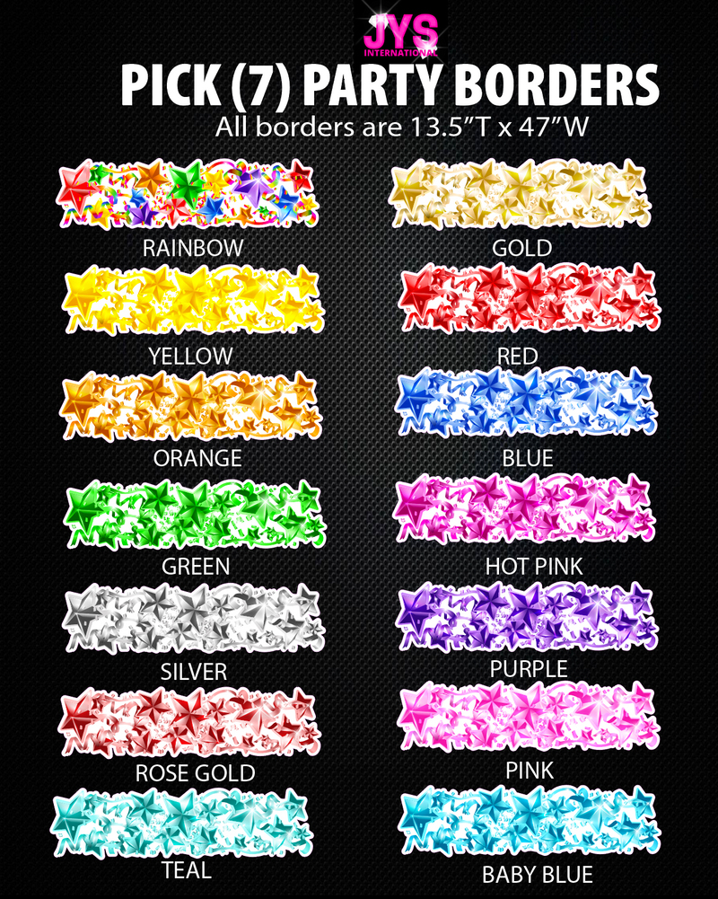 CONFETTI BORDERS: PICK 7 COLORS - Yard Card Signs by JYS International