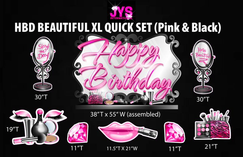 HBD BEAUTIFUL XL QUICK SET (MULTIPLE COLORS) - Yard Card Signs by JYS International