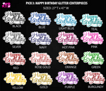 GLITTER SCRIPT HAPPY BIRTHDAY CENTERPIECE SET: 3 PACK - Yard Card Signs by JYS International