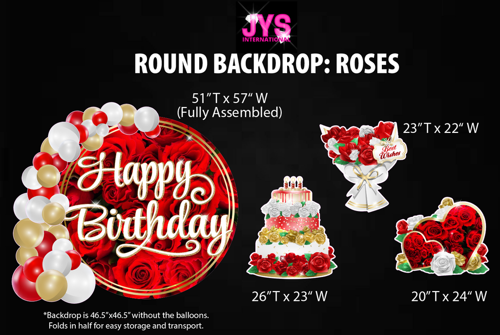 ROUND BACKDROP: HAPPY BIRTHDAY (RED ROSES) - Yard Card Signs by JYS International