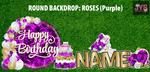 ROUND BACKDROP: HAPPY BIRTHDAY (PURPLE ROSES) - Yard Card Signs by JYS International