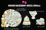 ROUND BACKDROP: HAPPY BIRTHDAY (WHITE ROSES) - Yard Card Signs by JYS International