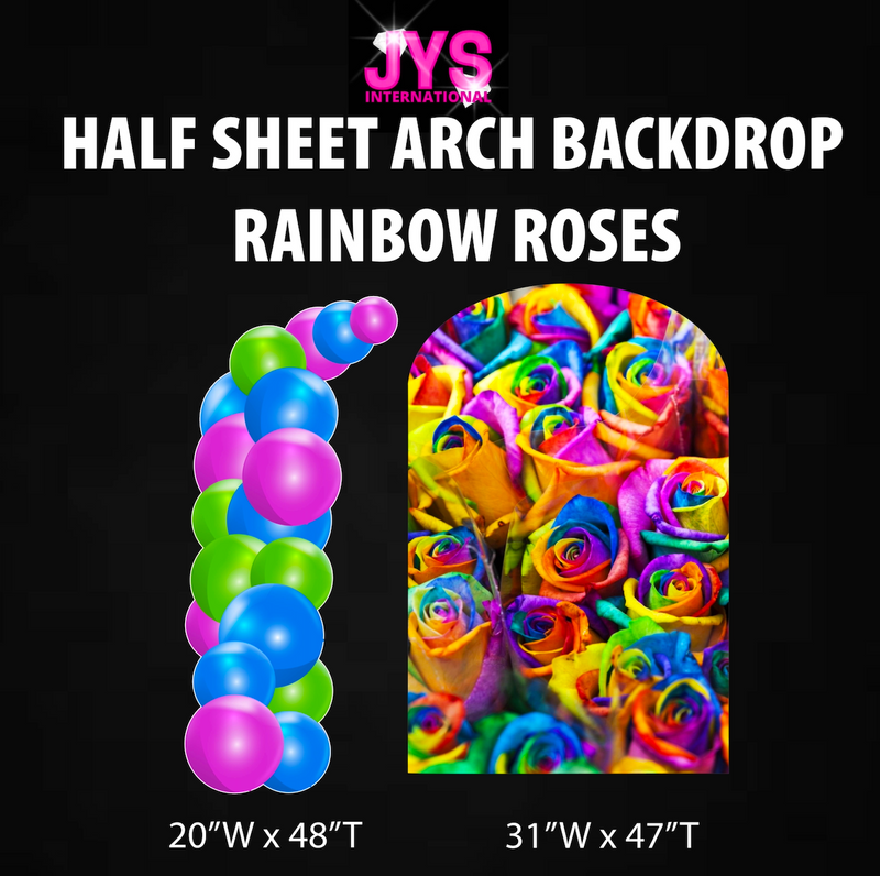 RAINBOW ROSES ARCH BACKDROP: HALF SHEET - Yard Card Signs by JYS International