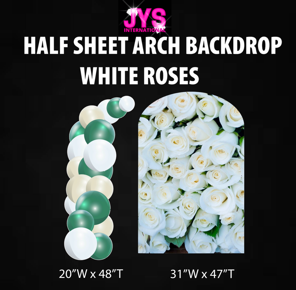 WHITE ROSES ARCH BACKDROP: HALF SHEET - Yard Card Signs by JYS International