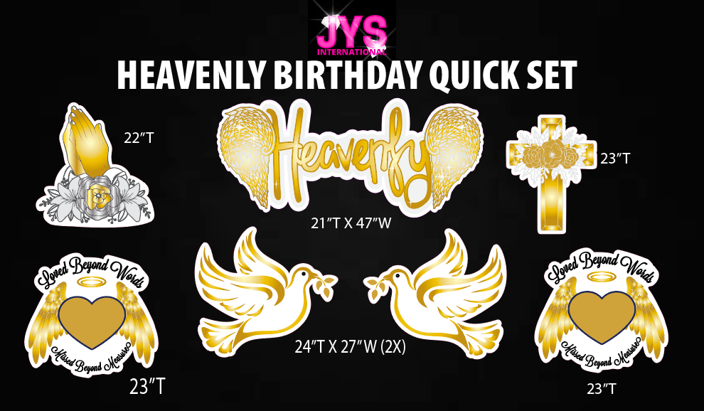 HEAVENLY BIRTHDAY QUICK SET (Multiple Color Options) - Yard Card Signs by JYS International