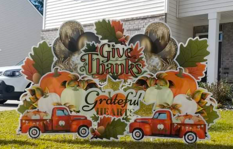 GIVE THANKS PICKUP - Yard Card Signs by JYS International