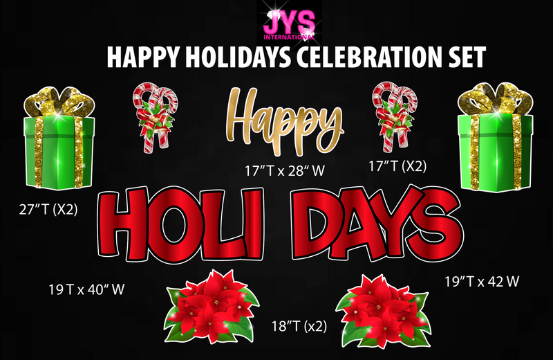 HAPPY HOLIDAYS CELEBRATION SET - Yard Card Signs by JYS International