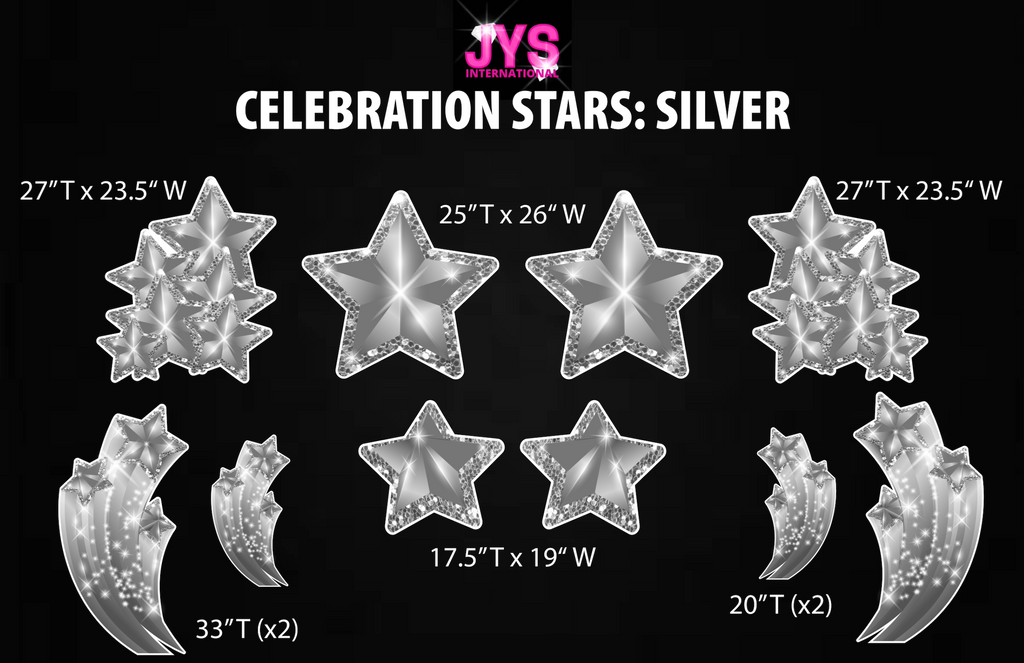 JYS CELEBRATION STARS: SILVER - Yard Card Signs by JYS International