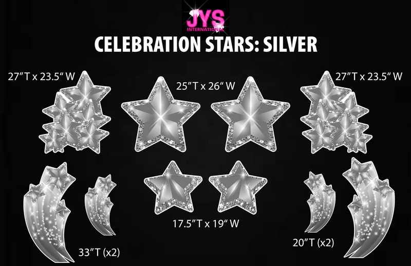 JYS CELEBRATION STARS: SILVER - Yard Card Signs by JYS International