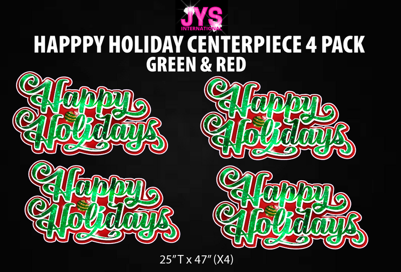 HAPPY HOLIDAYS CENTERPIECE 4 PACK (GREEN & RED) - Yard Card Signs by JYS International