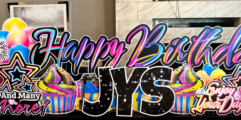 Neon Birthday EZ Set - Yard Card Signs by JYS International