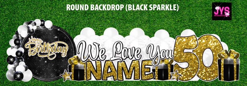 ROUND BACKDROP: BLACK SPARKLE - Yard Card Signs by JYS International