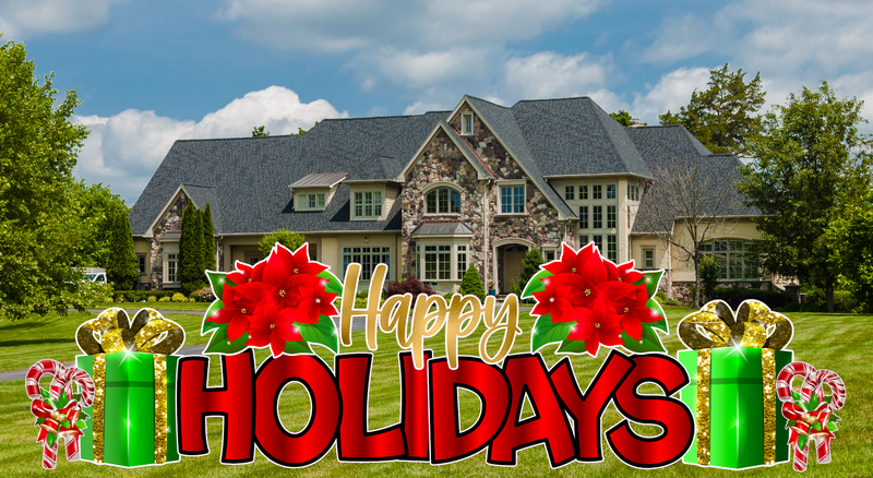 HAPPY HOLIDAYS CELEBRATION SET - Yard Card Signs by JYS International