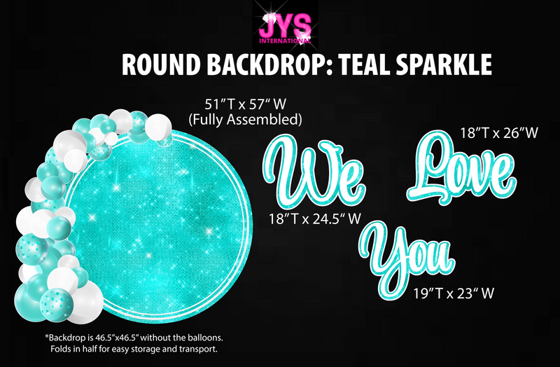 ROUND BACKDROP: TEAL SPARKLE - Yard Card Signs by JYS International