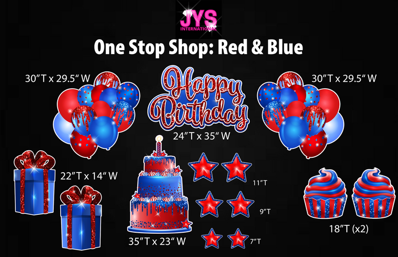 ONE STOP SHOP: RED & BLUE - Yard Card Signs by JYS International