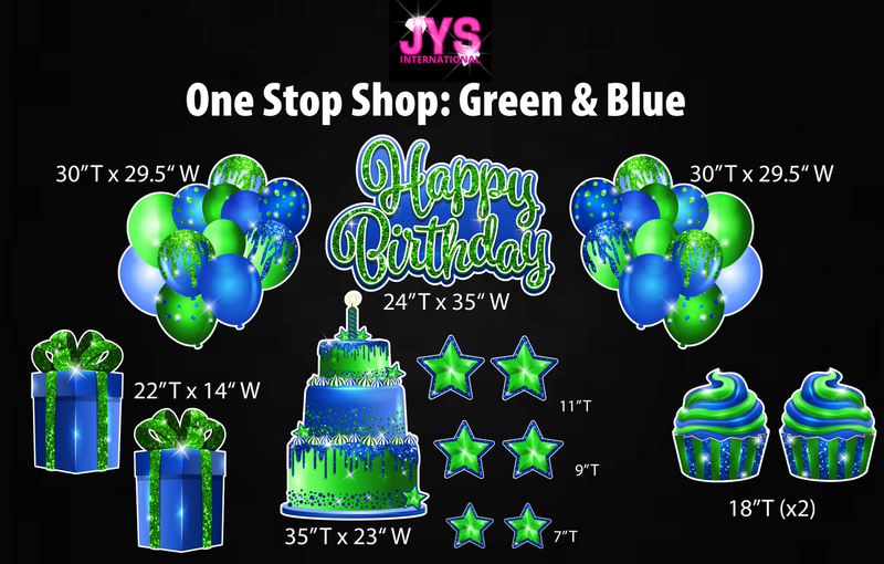 ONE STOP SHOP: GREEN & BLUE - Yard Card Signs by JYS International