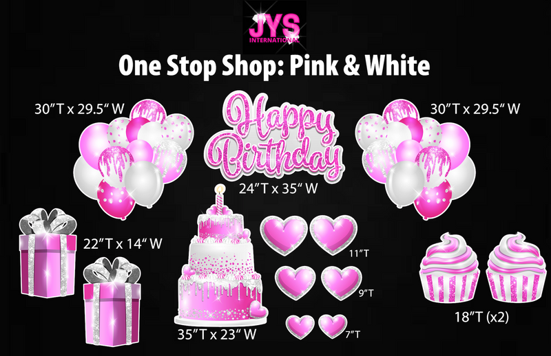 ONE STOP SHOP: PINK & WHITE - Yard Card Signs by JYS International