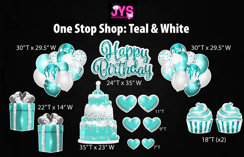 ONE STOP SHOP: TEAL & WHITE - Yard Card Signs by JYS International