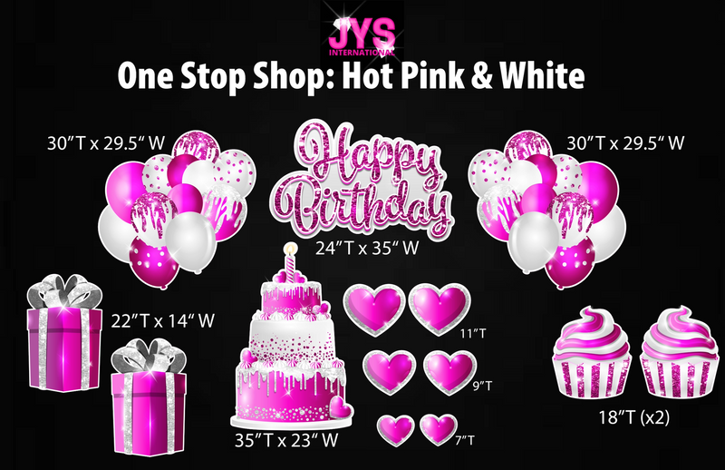 ONE STOP SHOP: HOT PINK & WHITE - Yard Card Signs by JYS International