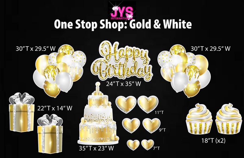 ONE STOP SHOP: GOLD & WHITE - Yard Card Signs by JYS International