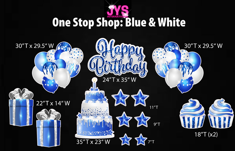 ONE STOP SHOP: BLUE & WHITE - Yard Card Signs by JYS International