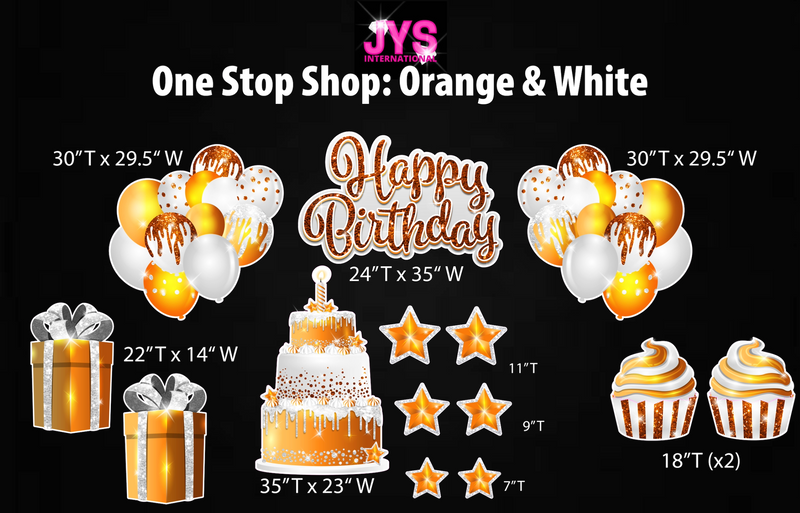 ONE STOP SHOP: ORANGE & WHITE - Yard Card Signs by JYS International