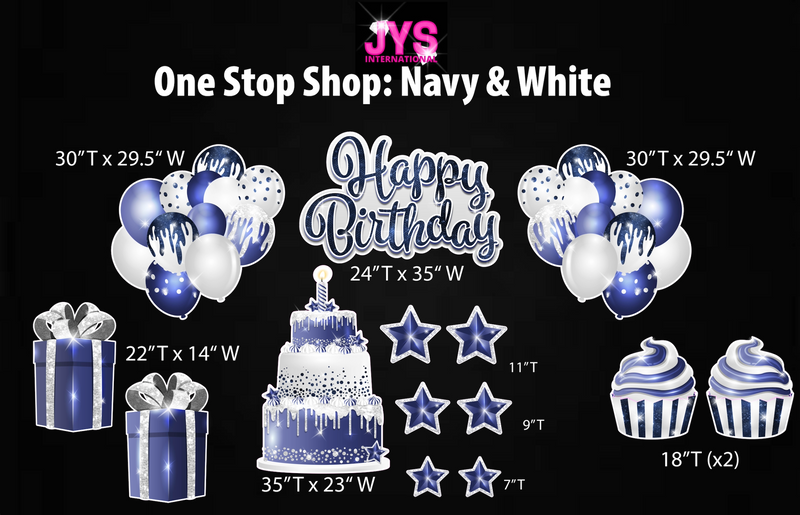 ONE STOP SHOP: NAVY & WHITE - Yard Card Signs by JYS International