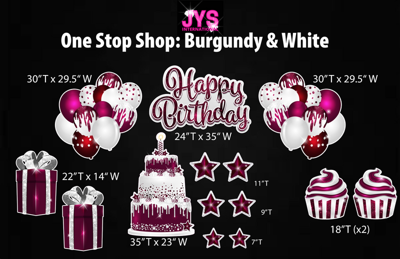 ONE STOP SHOP: BURGUNDY & WHITE - Yard Card Signs by JYS International