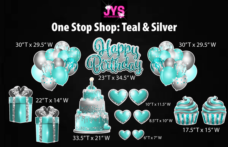 ONE STOP SHOP: TEAL & SILVER - Yard Card Signs by JYS International