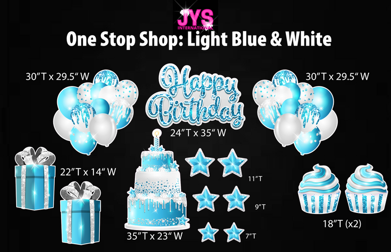 ONE STOP SHOP: LIGHT BLUE & WHITE - Yard Card Signs by JYS International