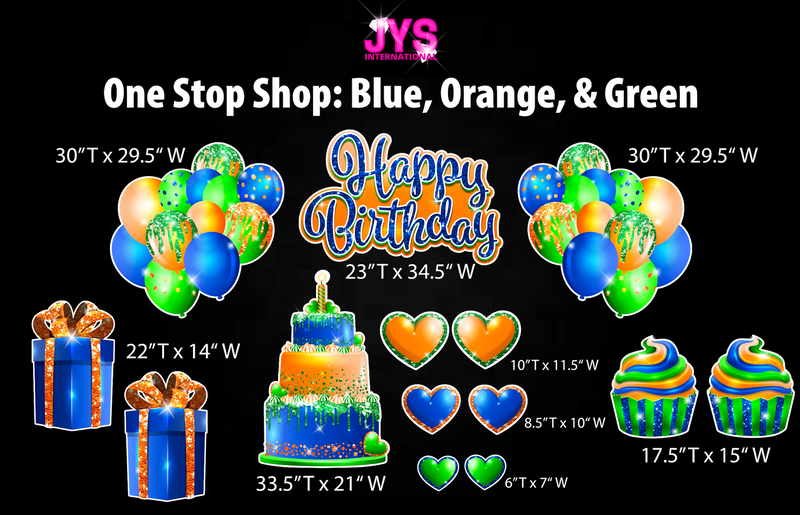 ONE STOP SHOP: BLUE, ORANGE, GREEN - Yard Card Signs by JYS International