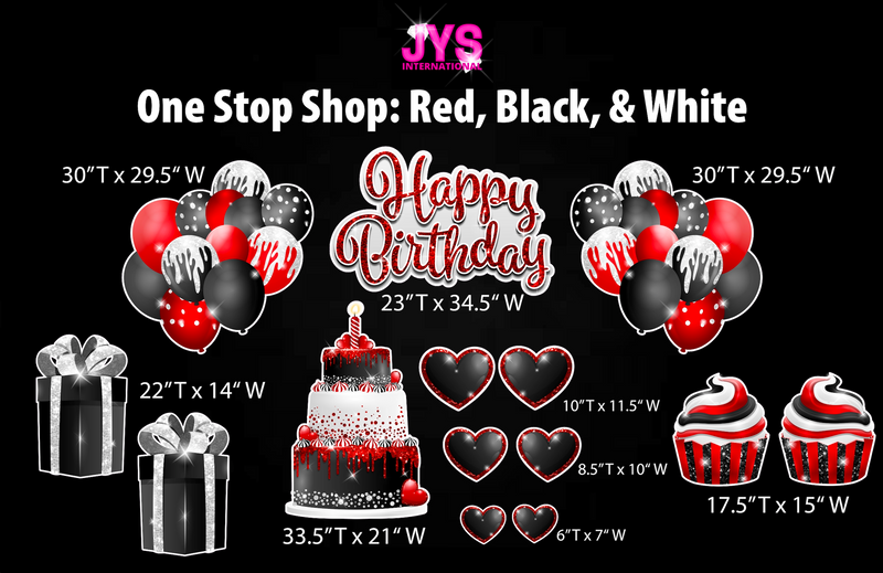 ONE STOP SHOP: BLACK, RED, & WHITE - Yard Card Signs by JYS International