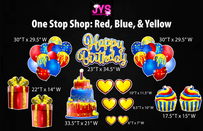 ONE STOP SHOP: BLUE, RED, & YELLOW - Yard Card Signs by JYS International