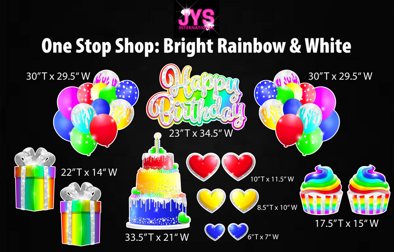 ONE STOP SHOP: BRIGHT RAINBOW & WHITE - Yard Card Signs by JYS International