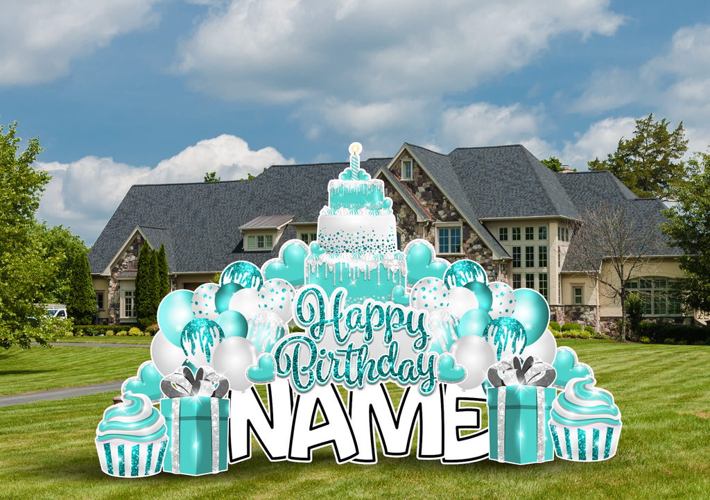 ONE STOP SHOP: TEAL & WHITE - Yard Card Signs by JYS International