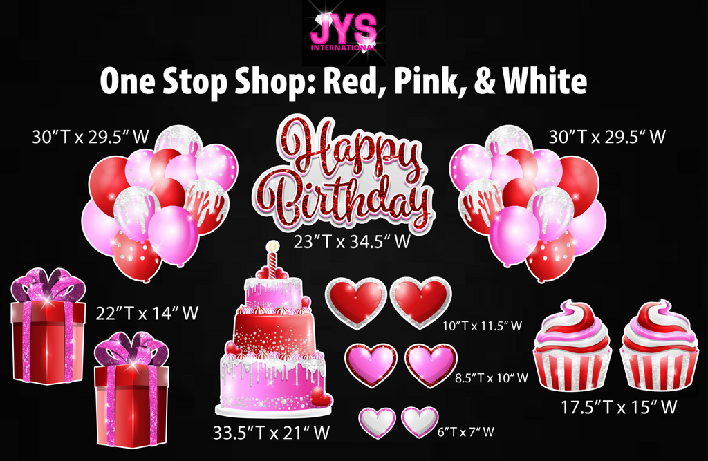 ONE STOP SHOP: RED, PINK & WHITE - Yard Card Signs by JYS International