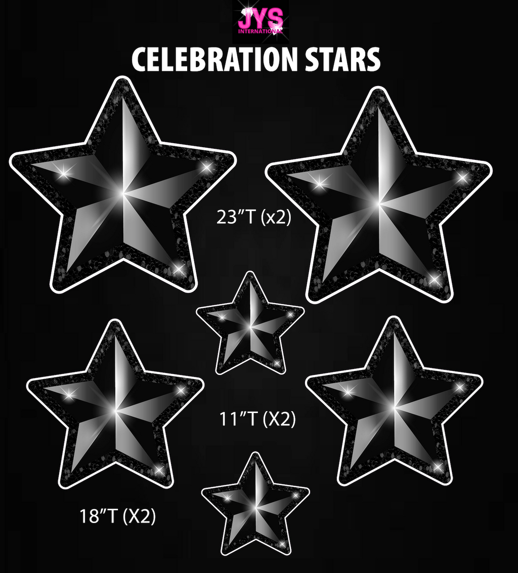 BLACK CELEBRATION STARS: HALF SHEET - Yard Card Signs by JYS International