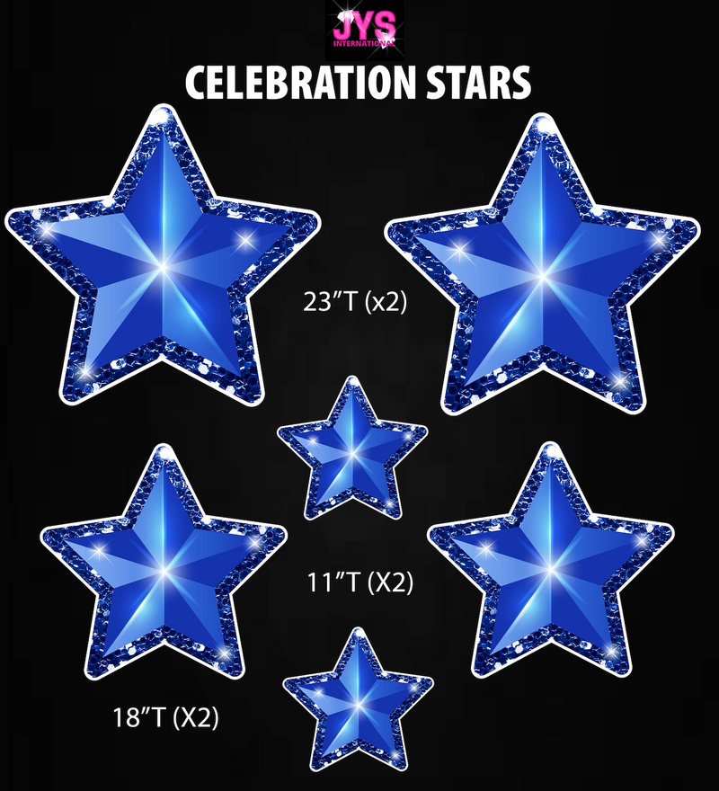 BLUE CELEBRATION STARS: HALF SHEET - Yard Card Signs by JYS International